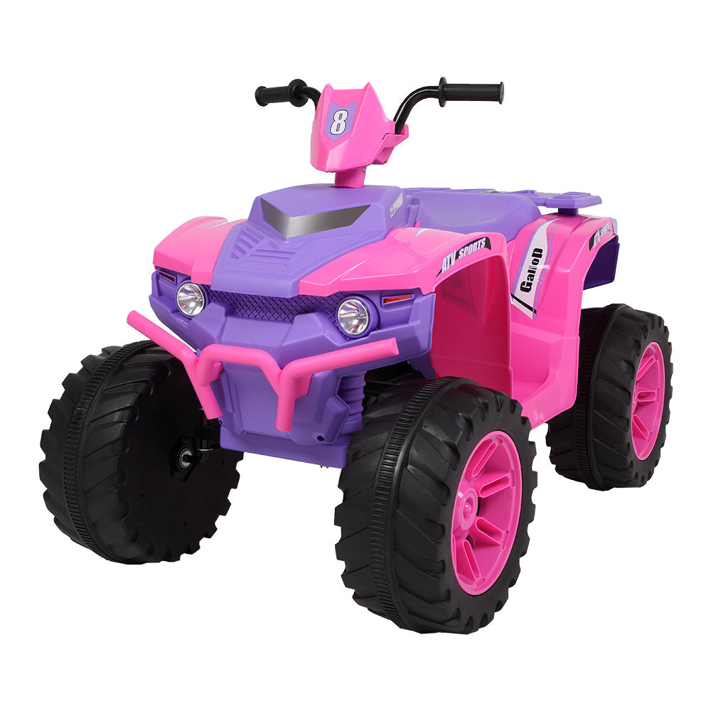 12V Battery-Powered Ride-On for Kids Electric 4-Wheeler Quad ATV Ride On Toy w/ Music Horn LED Lights 2 Speeds for Boys Girls Ages 3-7, Pink