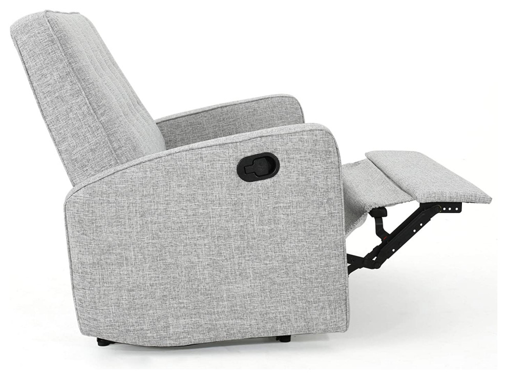 Modern 2 Seater Recliner  Light Grey Tweed Upholstered Seat  ampButton Tufted Back   Contemporary   Recliner Chairs   by Decor Love  Houzz