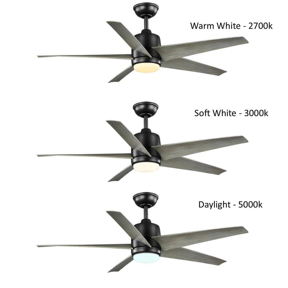 Hampton Bay Mena 54 in. Color Changing Integrated LED IndoorOutdoor Black Ceiling Fan with Light Kit and Remote Control 58929