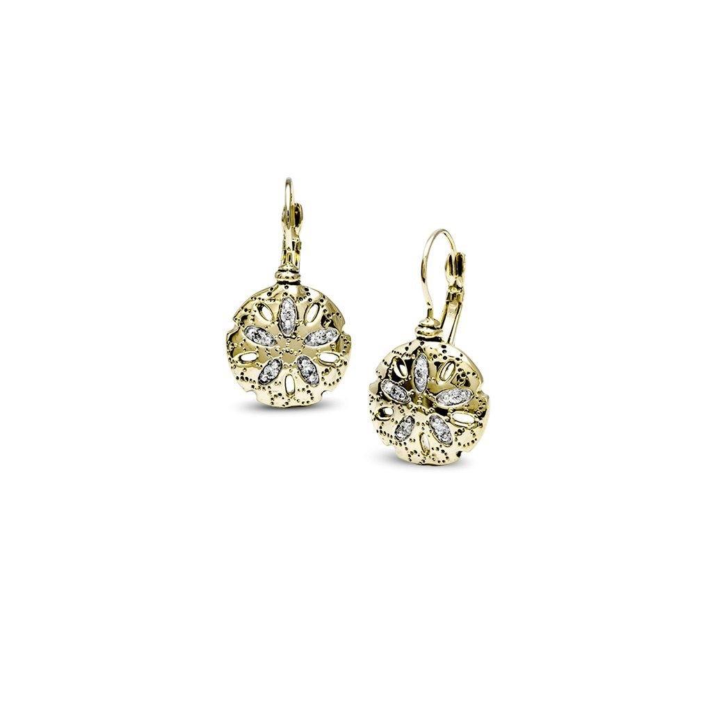 John Medeiros  Seaside Sand Dollar CZ French Wire Earrings