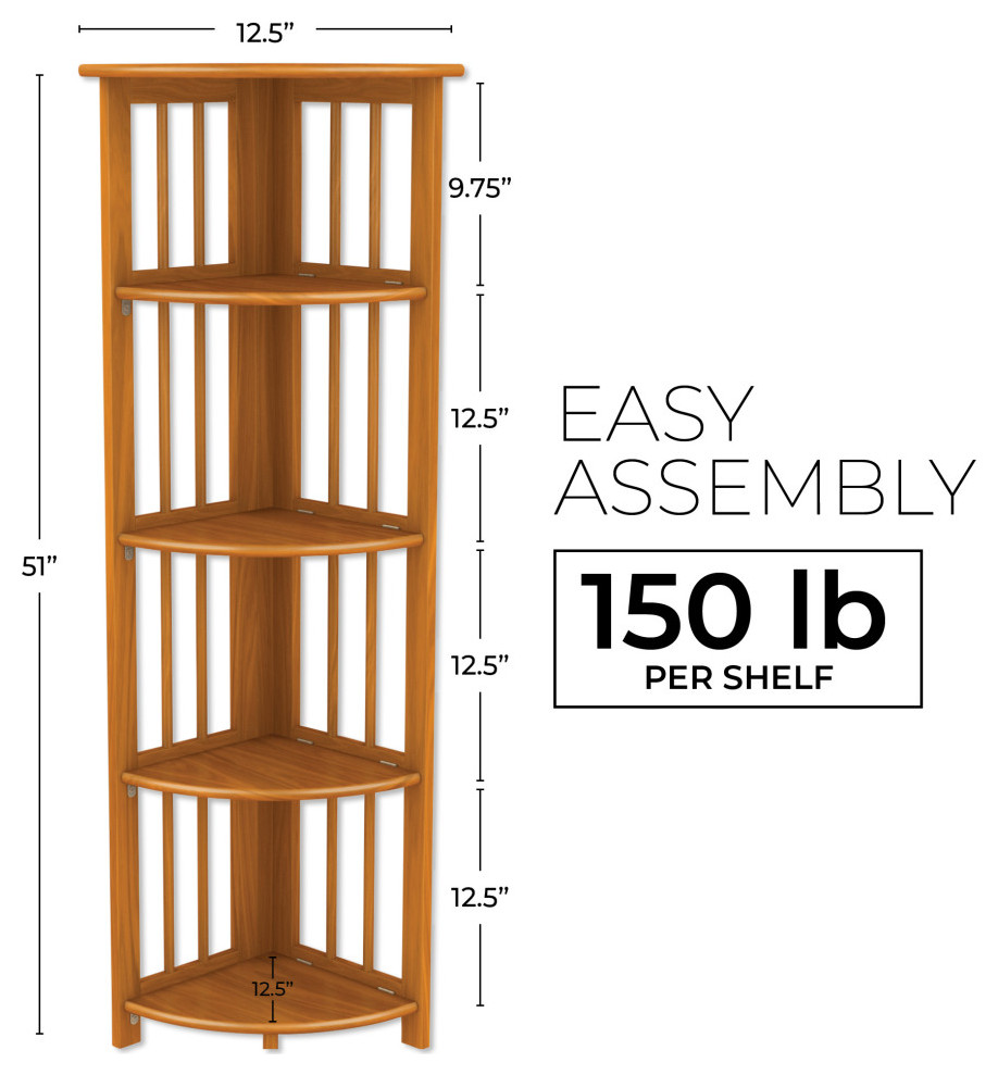 Corner Folding Bookcase  Easy Assembly Bookshelf. 51 quot  Transitional   Bookcases   by Stony Edge  Houzz