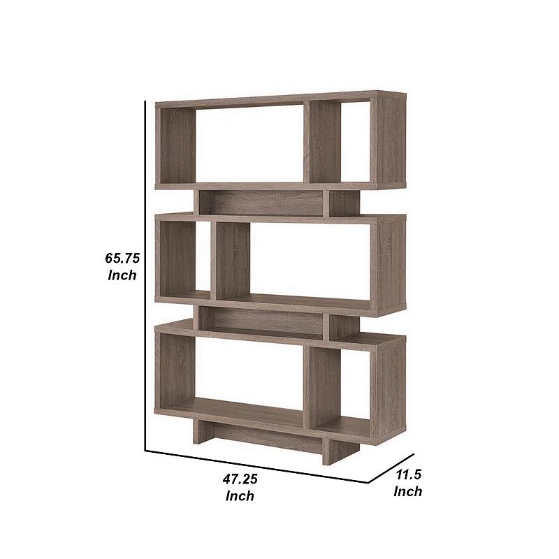 Well made Contemporary Open Bookcase， Gray