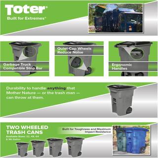 Toter 64 Gal. Greenstone Trash Can with Quiet Wheels and Attached Lid ANA64-54480