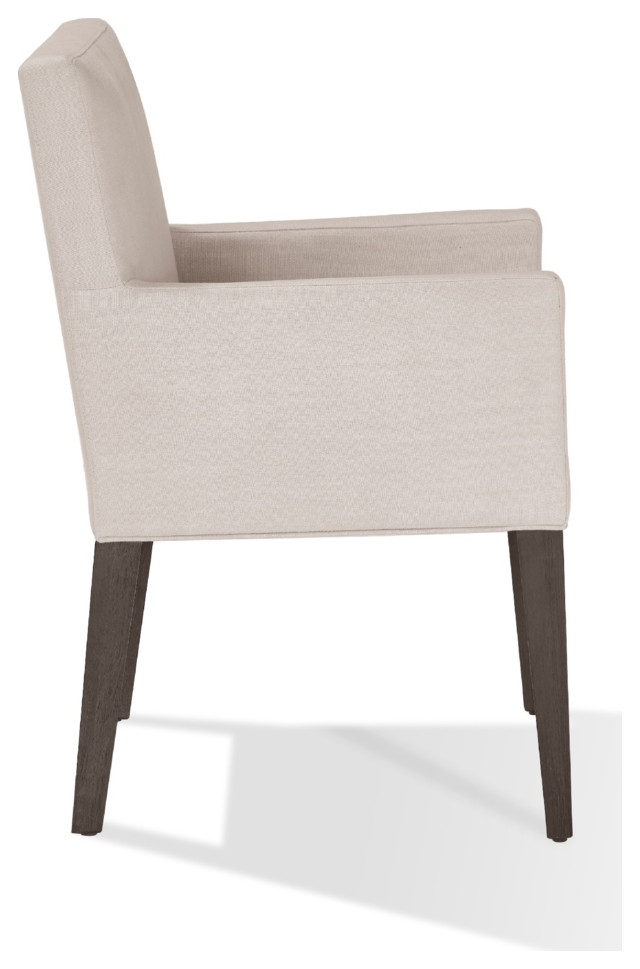 Mod 24 Inch Dining Armchair Upholstered Rubberwood Set Of 2 Light Gray   Transitional   Dining Chairs   by Dot  ampBo  Houzz