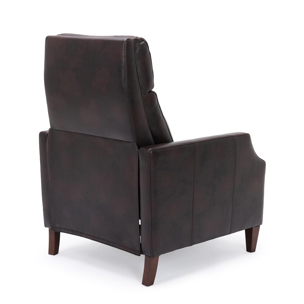 PU Leather Club Chairs Casual Single Sofa Push Back Recliner Arm Chairs Accent Chairs with Solid Wood Legs for Living Room