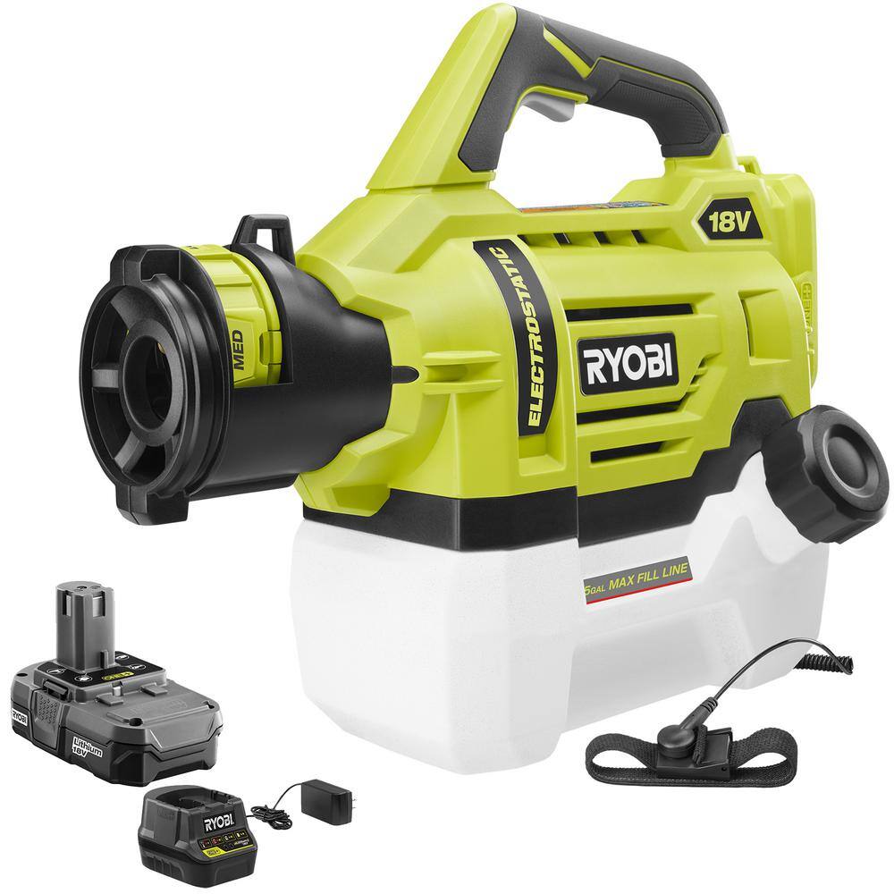 RYOBI ONE+ 18V Cordless Electrostatic 0.5 Gal Sprayer with 2.0 Ah Battery and Charger P2890