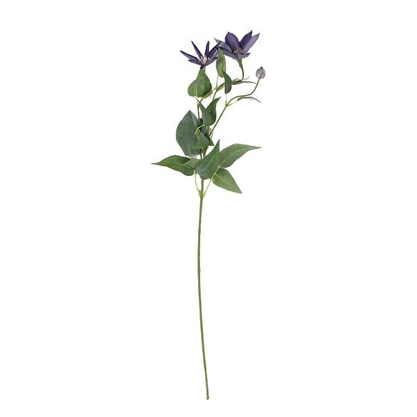 FloralGoods Luxury Silk Clematis Stem in Purple or White 28 Tall