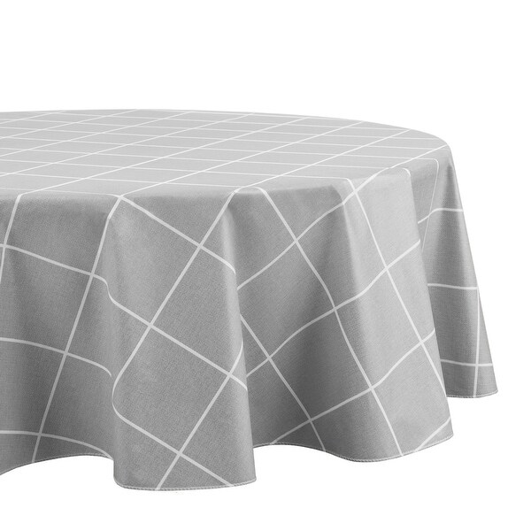 Windowpane Plaid Grid Printed Vinyl Indoor/Outdoor Tablecloth