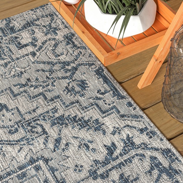 Estrella Bohemian Inspired Medallion Textured Weave Indoor outdoor Area Rug Jonathan Y