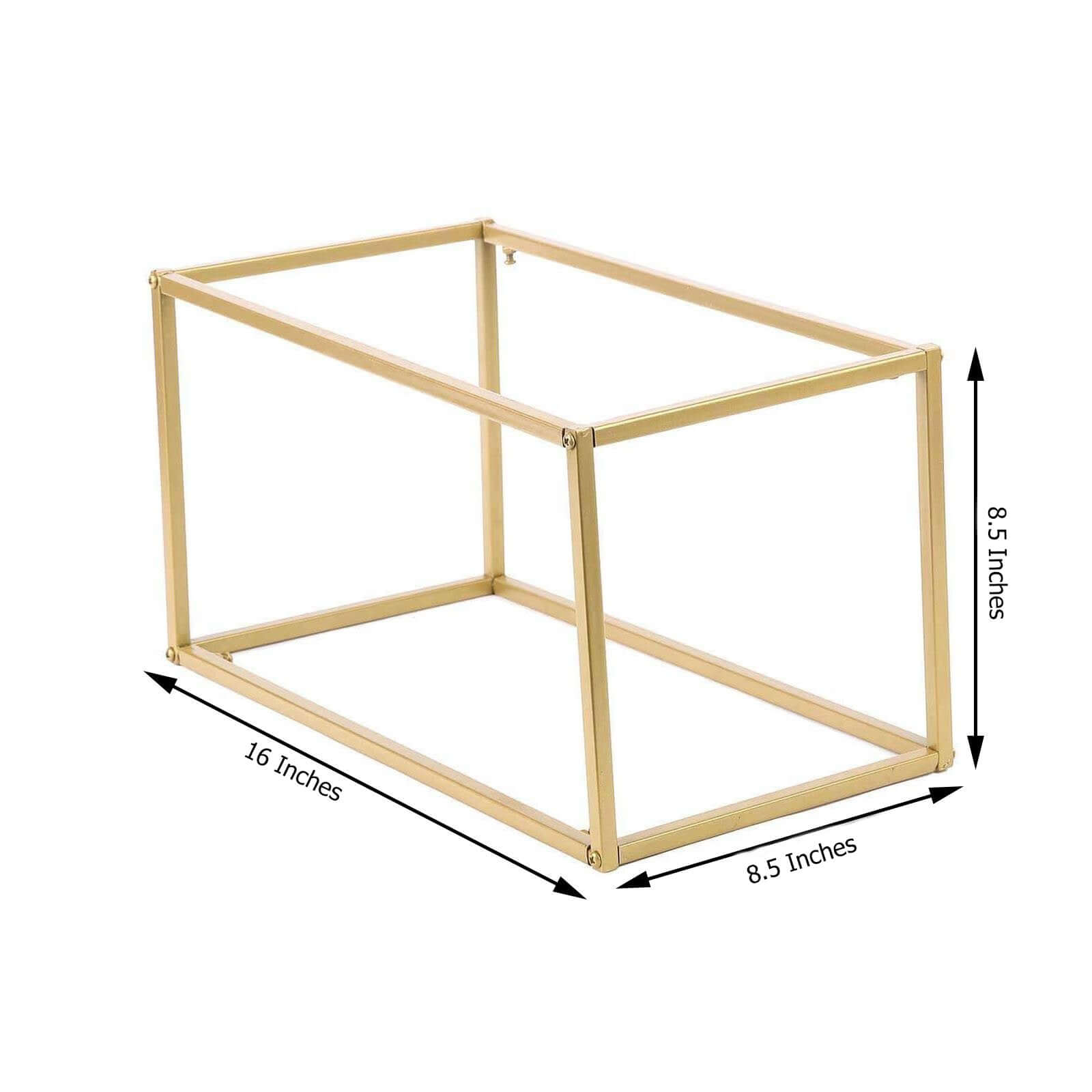 2 Pack Rectangular Gold Metal Wedding Flower Stand, Geometric Column Frame Centerpiece 16