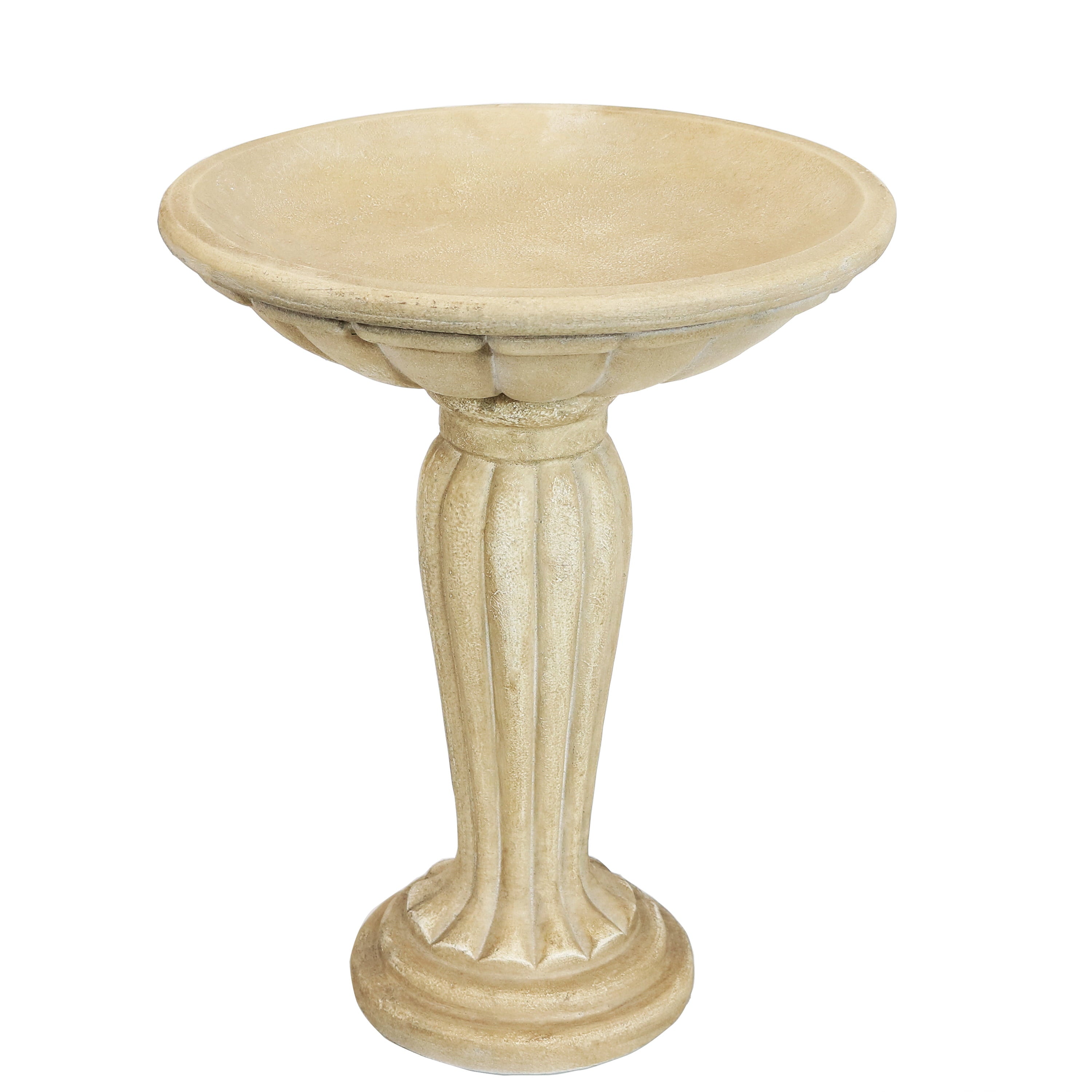 Sunnydaze Outdoor Glass Fiber Reinforced Concrete Patio Garden Grecian Column Style Bird Bath - 20" - White