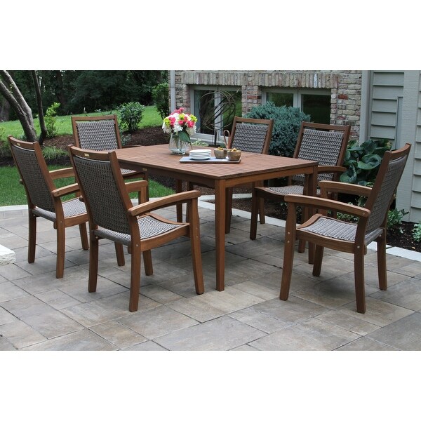 Eilaf 7 pc. Eucalyptus and Wicker Dining Set