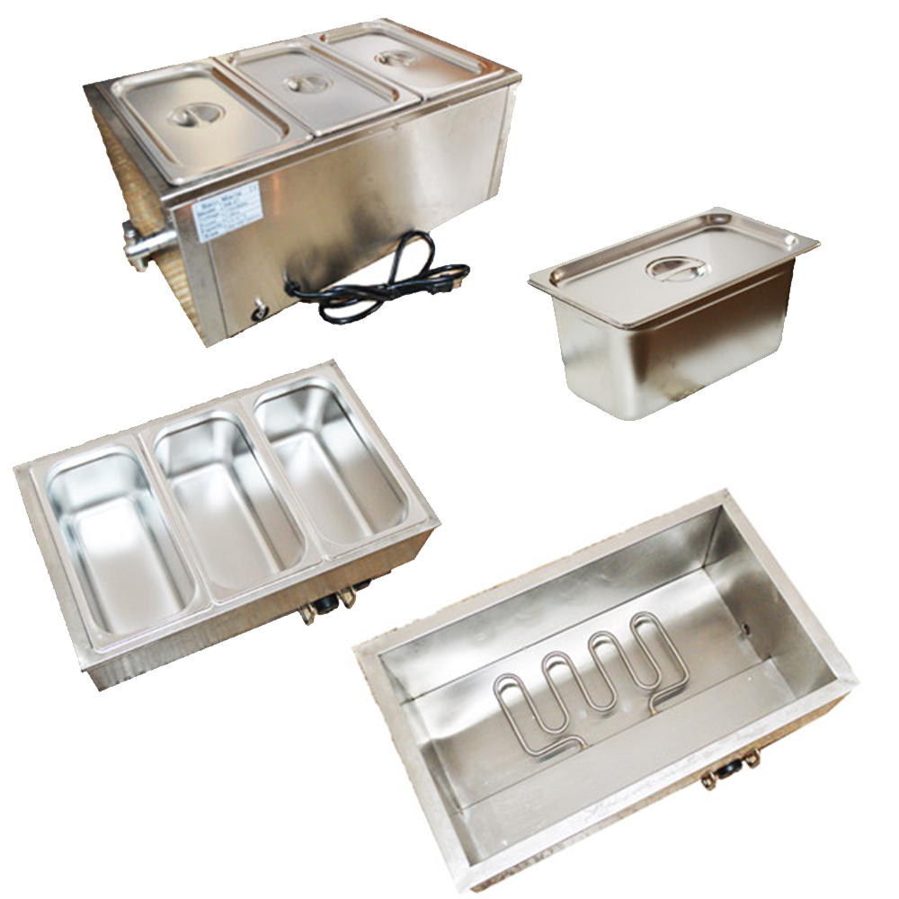 TECHTONGDA Buffet Food Warmer Stainless Steel Bain Marie Buffet Countertop 3 Pan Electric Steam Heater 6