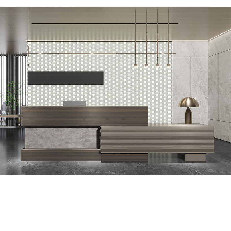 KASPER Reception Desk Right Panel 2.8M - Chocolate & Charcoal Grey