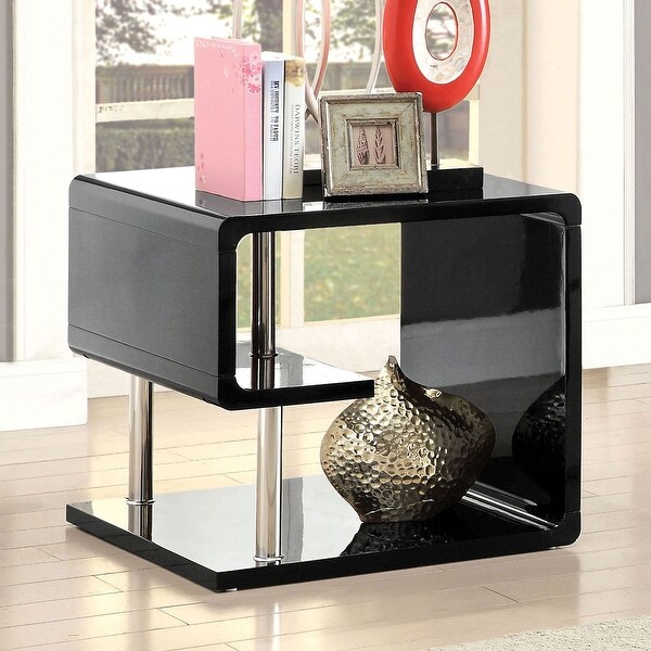 Lacquer and Metal End Table in Chrome Finish