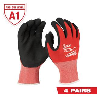 MW Large Red Nitrile Level 1 Cut Resistant Dipped Work Gloves (4-Pack) 48-22-8916