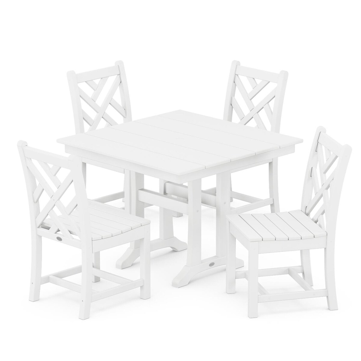 POLYWOOD Chippendale 5-Piece Farmhouse Trestle Side Chair Dining Set