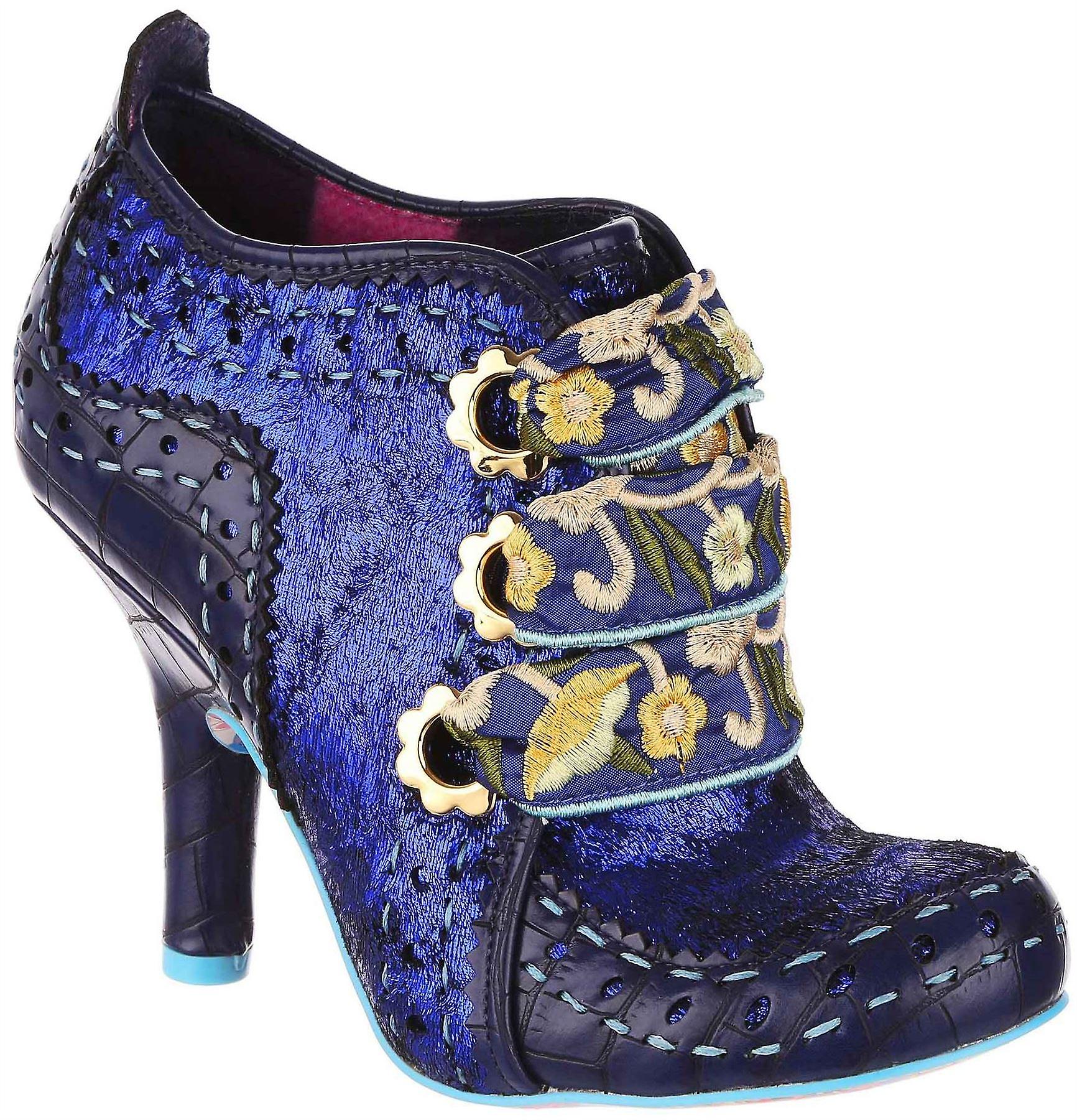 Irregular Choice Abigails Flower Party Blue Gold Womens Ankle Boots