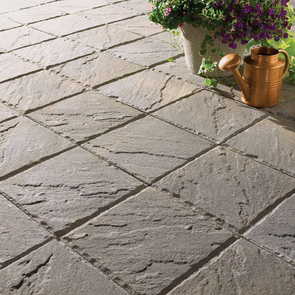 Oldcastle 16 in. x 16 in. CharcoalTan Slate Top Concrete Step Stone (90-Piece Pallet) 12051078