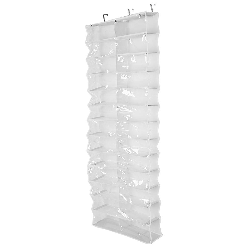 26 Pockets Folding Hanging Door Closet Storage Bag Shoes Organizer White