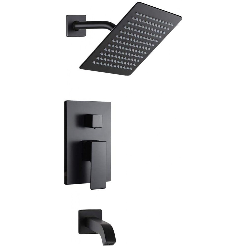 American Imaginations Wall Mount Stainless Steel Shower Kit In Black Color