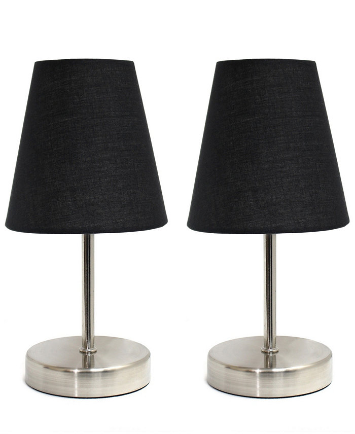 All The Rages Simple Designs Sand Nickel Mini Basic Table Lamp with Fabric Shade 2 Pack Set