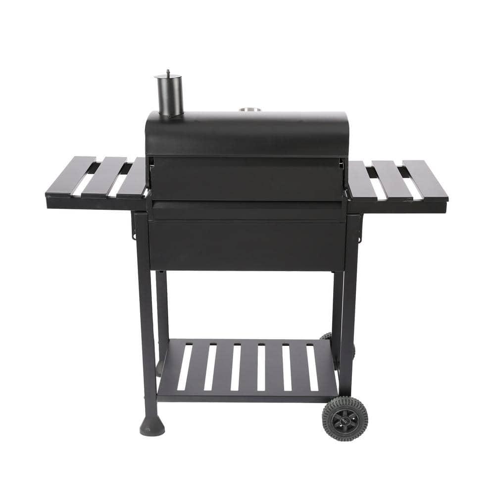 Royal Gourmet Charcoal Grill with 2 Side Table in Black Plus a Cover