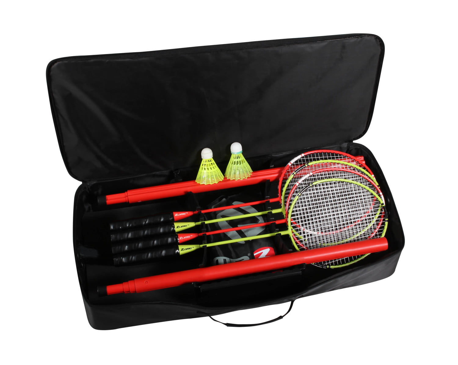 Zume Games Portable Badminton Set with Freestanding Base Sets Up on Any Surface in Seconds. No Tools or Stakes Required