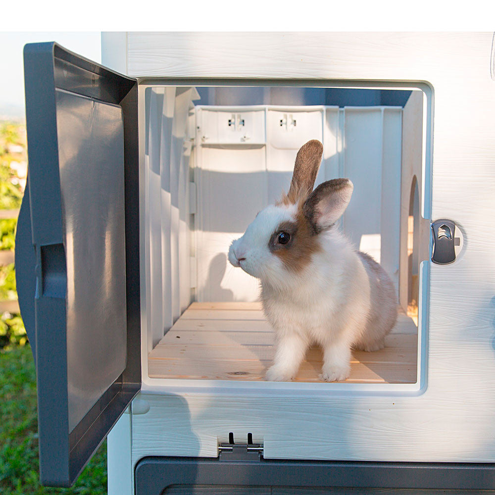 Ferplast Grand Lodge 120 Plus Rabbit Hutch | Large Oudoor Plastic Rabbit Hutch | 45.47L x 24.80W x 46.06H Inches， Gray