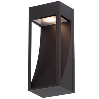 Home Decorators Collection Monticello 1-Light Oil Rubbed Bronze Outdoor Integrated LED Wall Lantern Sconce with Etched Lens 23701