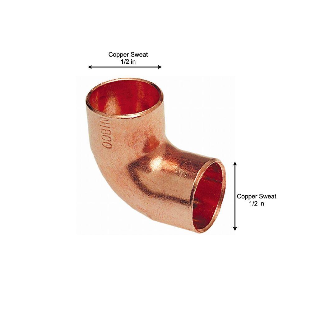 Everbilt 12 in. x 12 in. Copper 90-Degree Cup x Cup Elbow (10-Pack) CP607HD12