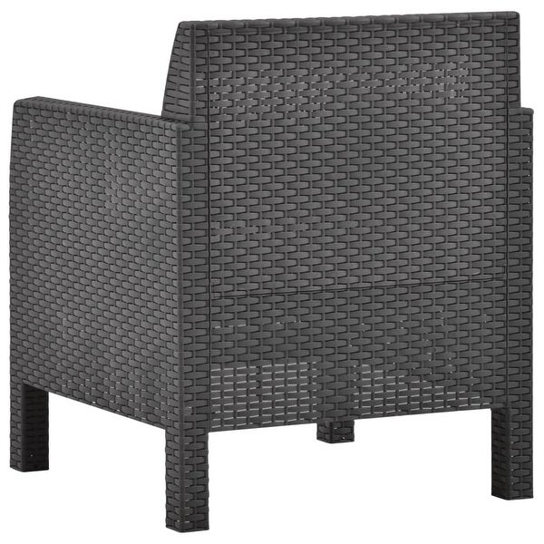 3 Piece Patio Lounge Set with Cushions PP Rattan Anthracite - Overstock - 36226285