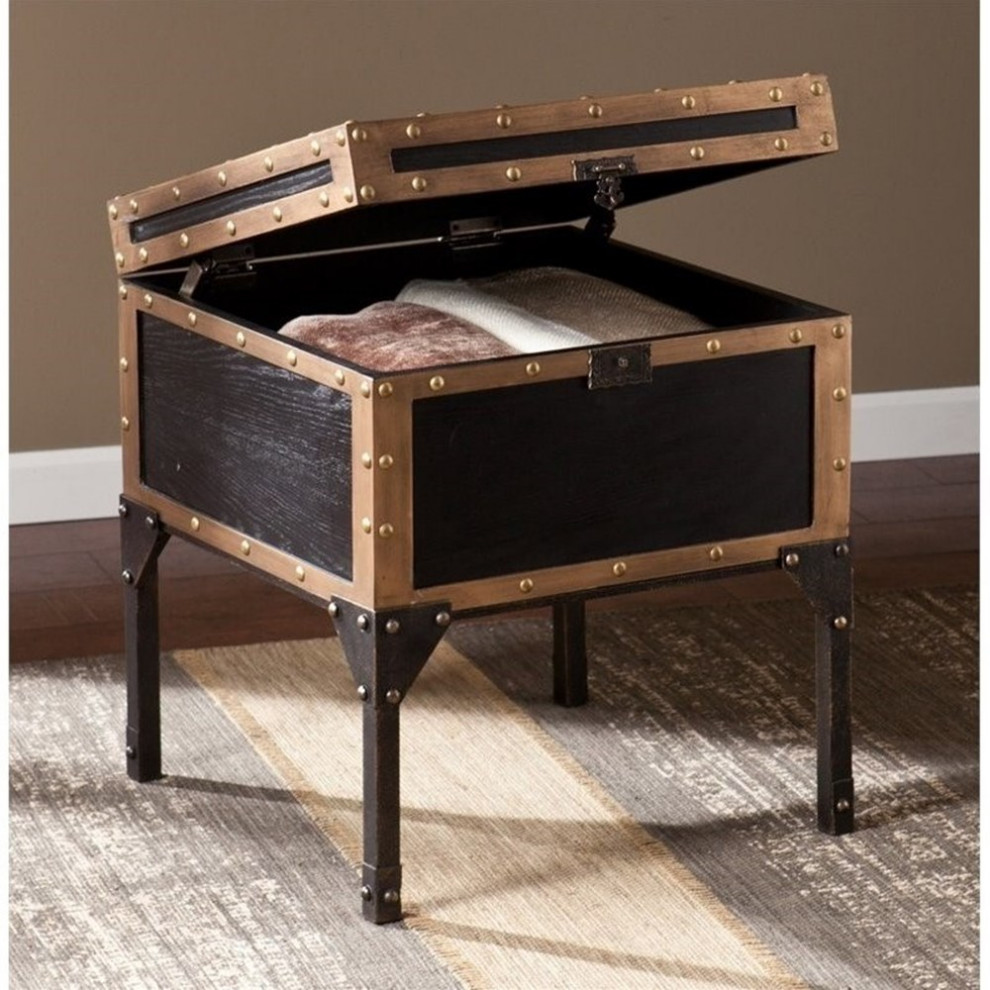 Home Square Travel Trunk End Table in Black   Set of 2   Traditional   Side Tables And End Tables   by Homesquare  Houzz