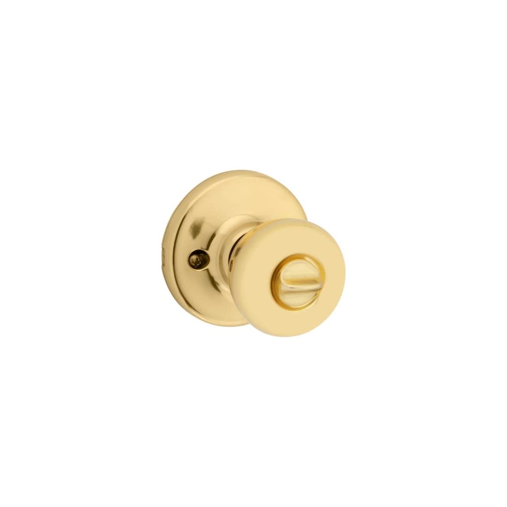 Kwikset Tylo Door Knob Polished Brass Exterior Keyed Entry Round