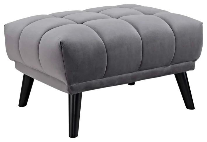 Stella Gray Performance Velvet Ottoman   Modern   Footstools And Ottomans   by Rustic Home Furniture Deco  Houzz