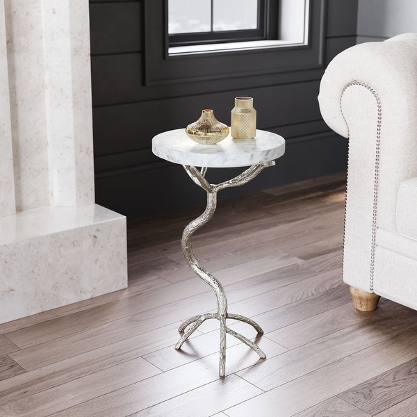 Countryside Side Table White and Silver