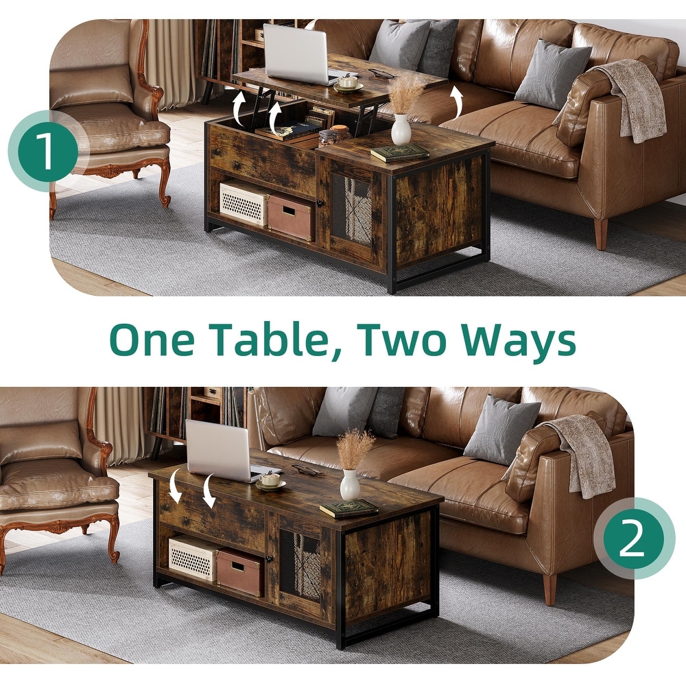 Moasis Lift Top Coffee Table for Living Room with Storage and Hidden Compartment