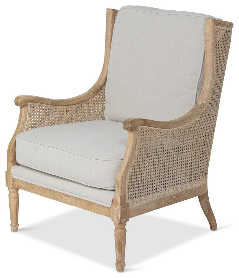 Maritime Coastal Cottage Cane Wing Back Accent Chair  Fully Assembled Arm Chair   Tropical   Armchairs And Accent Chairs   by Buyers Choice USA  Houzz