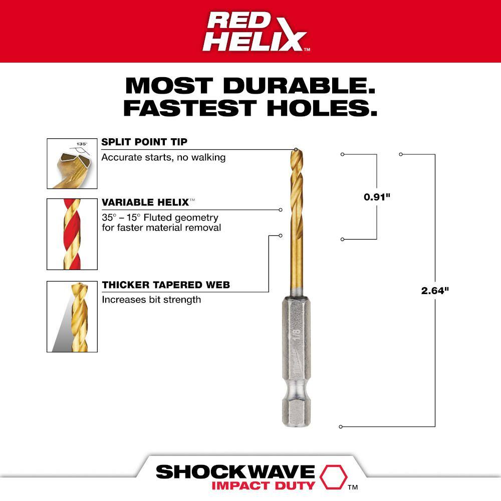 MW SHOCKWAVE 18 in. Titanium Twist Drill Bit (2-Pack) 48-89-4605