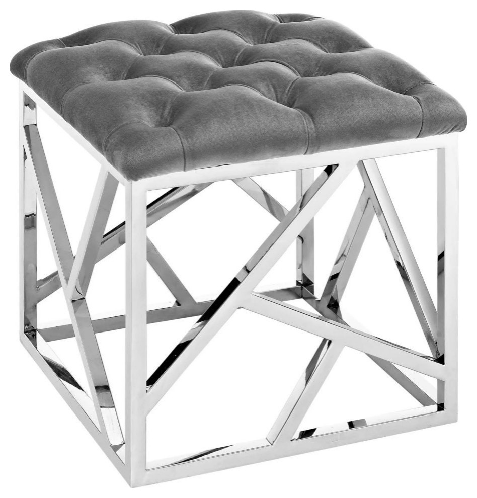 Piper Gray Silver Ottoman   Modern   Footstools And Ottomans   by Rustic Home Furniture Deco  Houzz