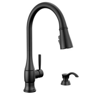 Delta Hazelwood Single-Handle Pull Down Sprayer Kitchen Faucet with ShieldSpray Technology in Matte Black 19831Z-BLSD-DST