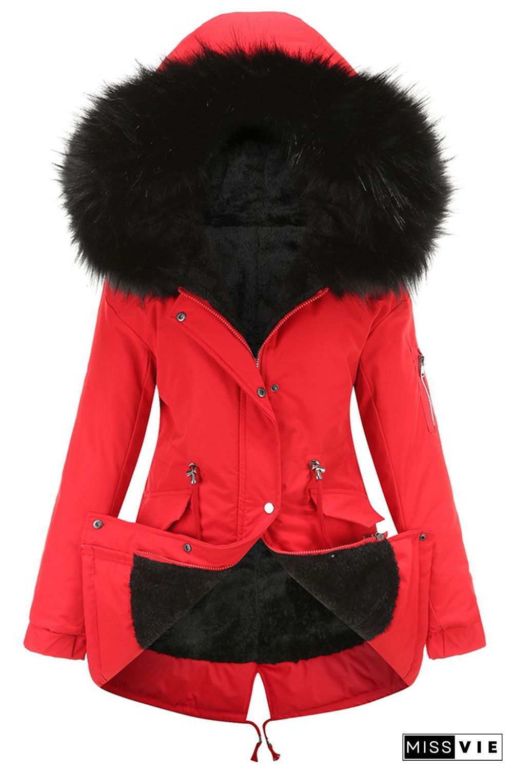 Winter Padded Cotton Jacket Fur Collar Zipper Hooded Coat Wholesale