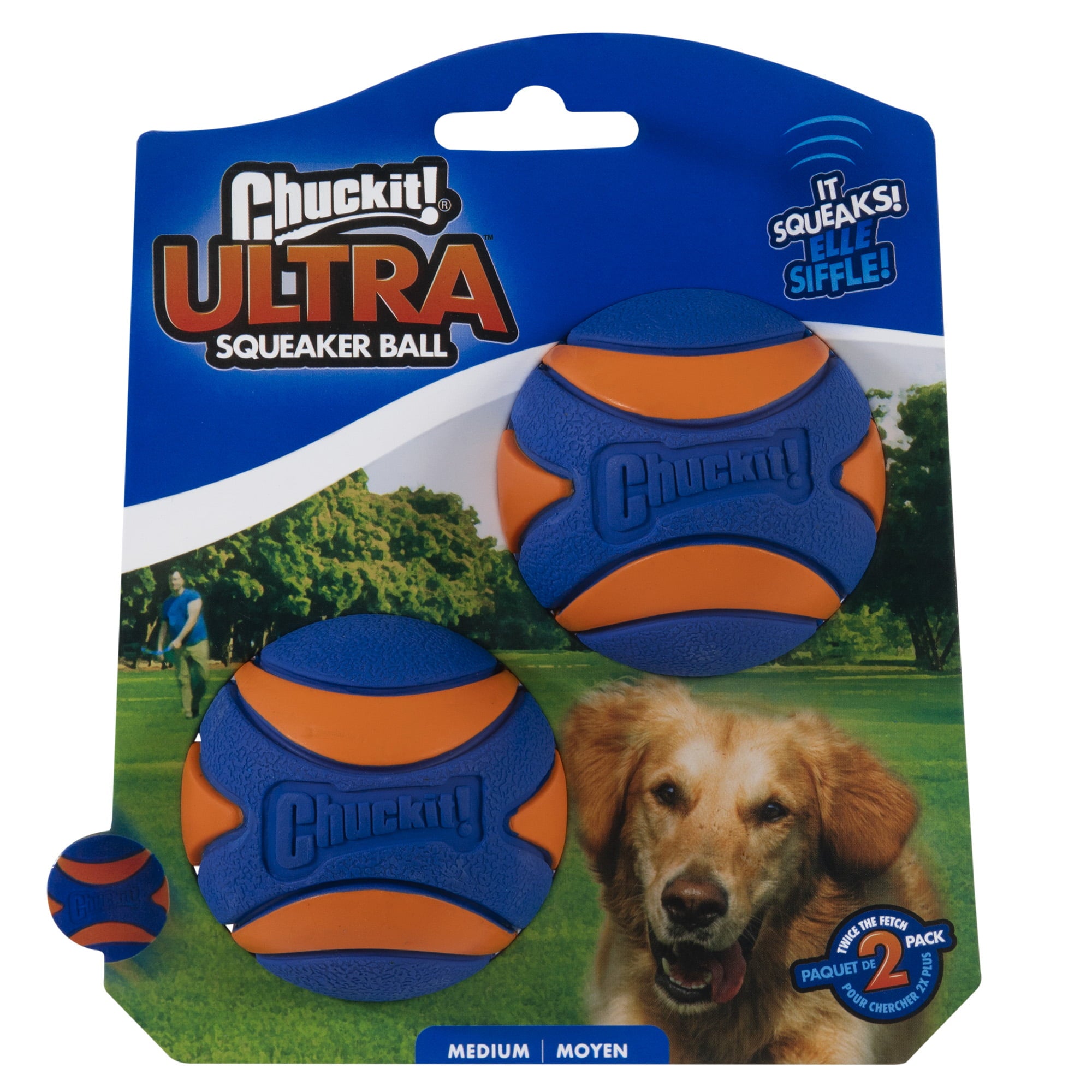 Chuckit Ultra Squeaker Ball， Medium， 2 Pack