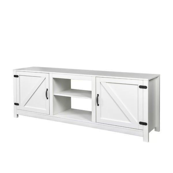 Farmhouse TV Stand， Wood Entertainment Center Media Console with Storage - 73 inches