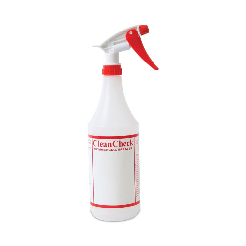 Boardwalk Trigger Spray Bottle， 32 oz， Clear/Red， HDPE， 3/Pack (03010)