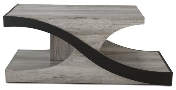 Contemporary Coffee Table  Geometric Design With 2 Lower Compartments  Gray Oak   Modern   Coffee Tables   by Declusia  Houzz