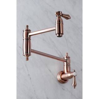 Kingston Brass Heirloom Wall Mounted Pot Filler in Antique Copper HKS310BALAC