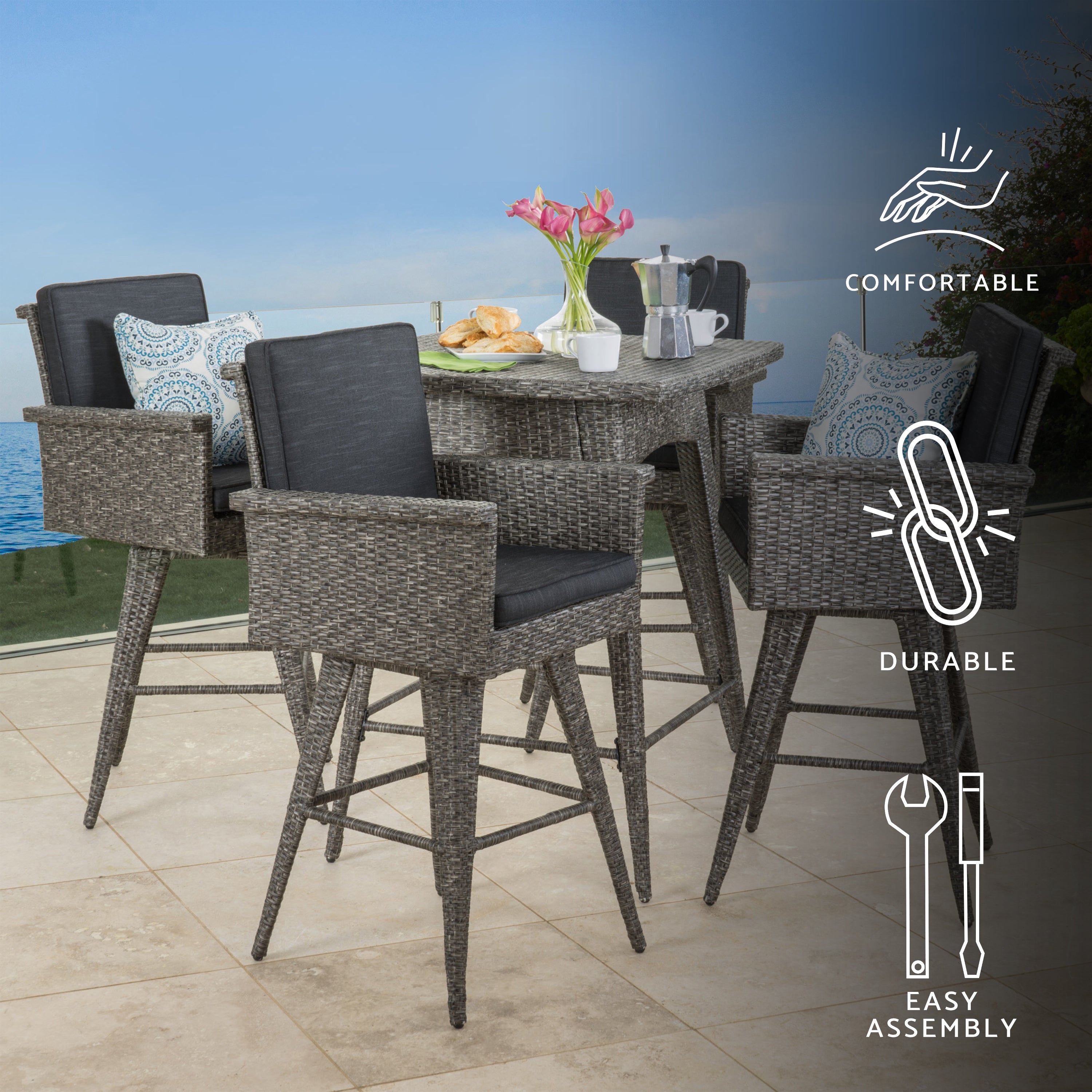 Budva Outdoor Wicker Bar Set