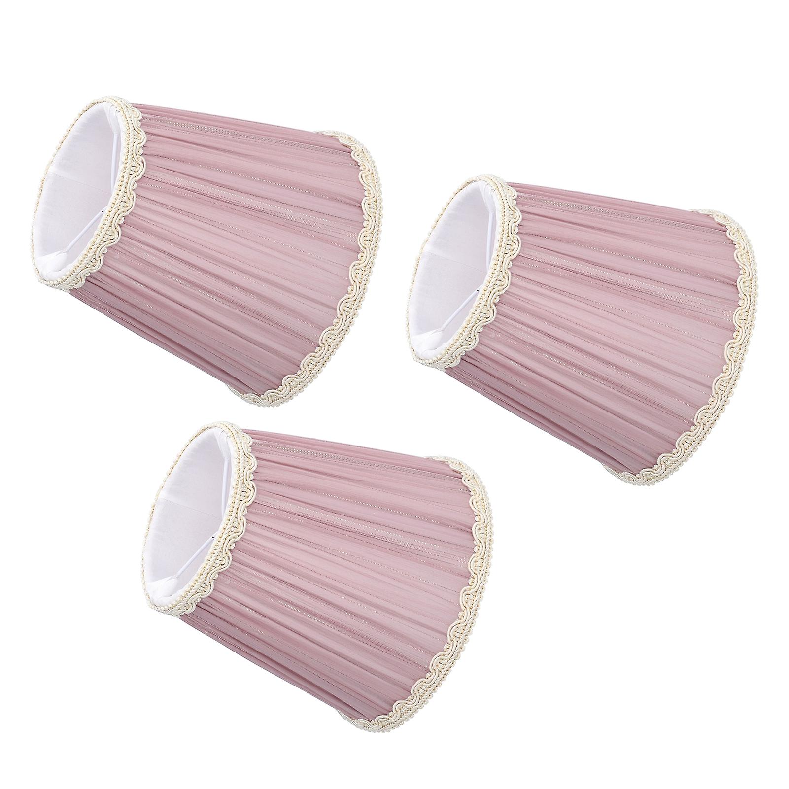 3pcs Cloth Lamp Shade E14 Clipon Lampshade For Candle Chandelier Wall Lamp Table Light Indoor Decor(light Purple )