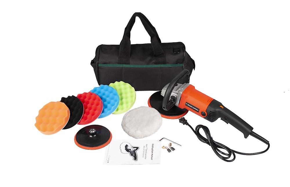 Buffer Polisher ; Rotary Polisher Sander; Car Polishing Machine 10-amp Electric 7' Pad With Accessory Kit 6 Variable Speeds To Buff; Polish; Smooth An